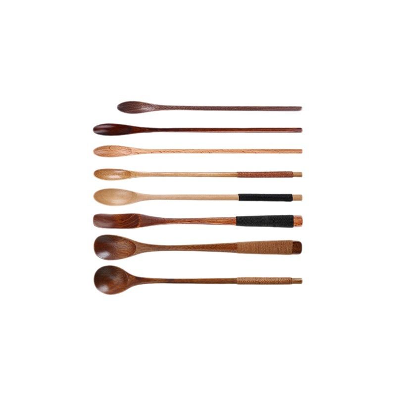 YF JY Wooden Spoon Japanese Style Long Handle... 20*2cm log black line