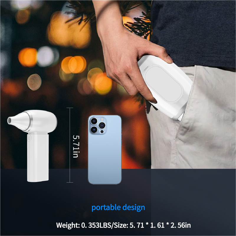 Black Portable Turbo Handheld Blower Fan - 130000RPM High-Speed Mini Fan with 5000mAh Battery — image 4