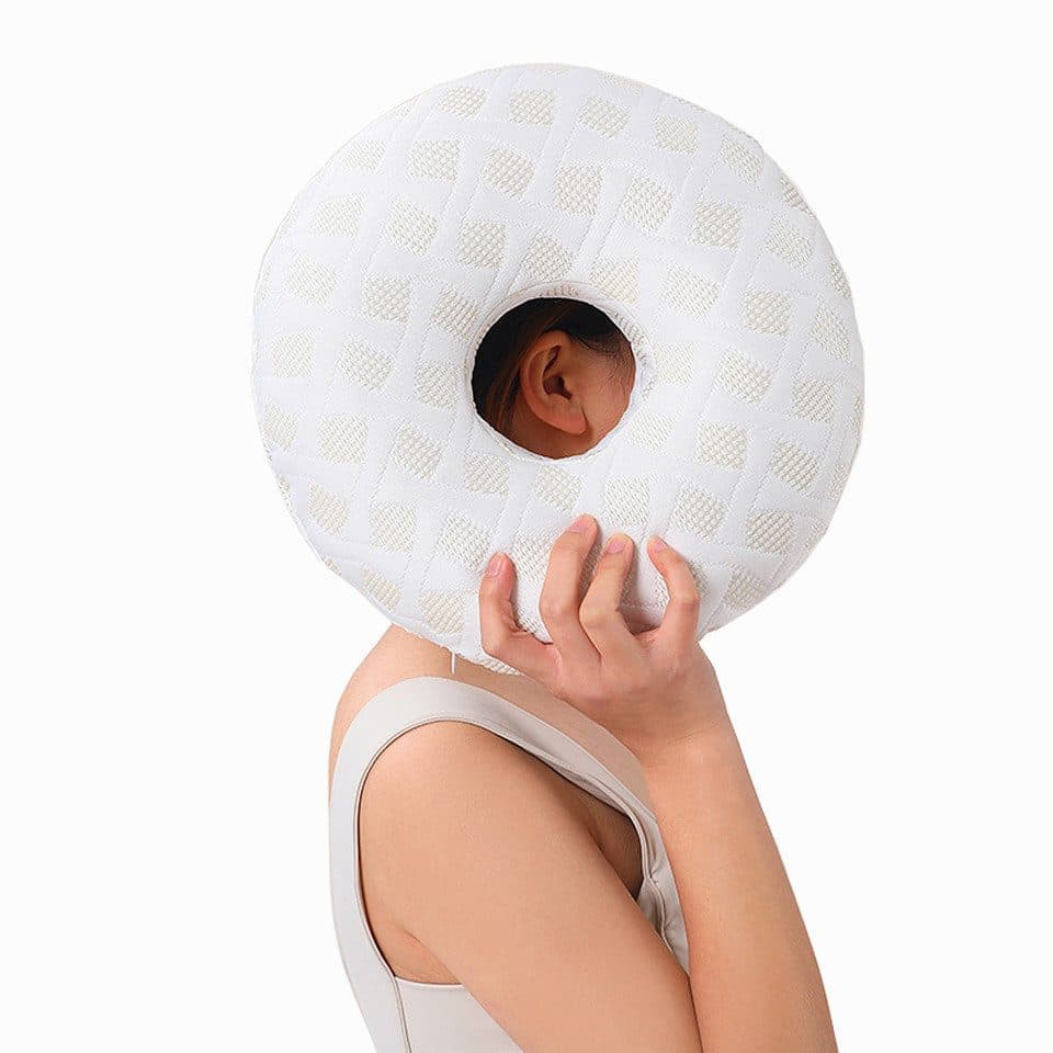 Ergonomic Ear Pillow for Side Sleeping, Comfortable and Ear-Friendly with Perforated Design to Relieve Ear Pressure, Beige