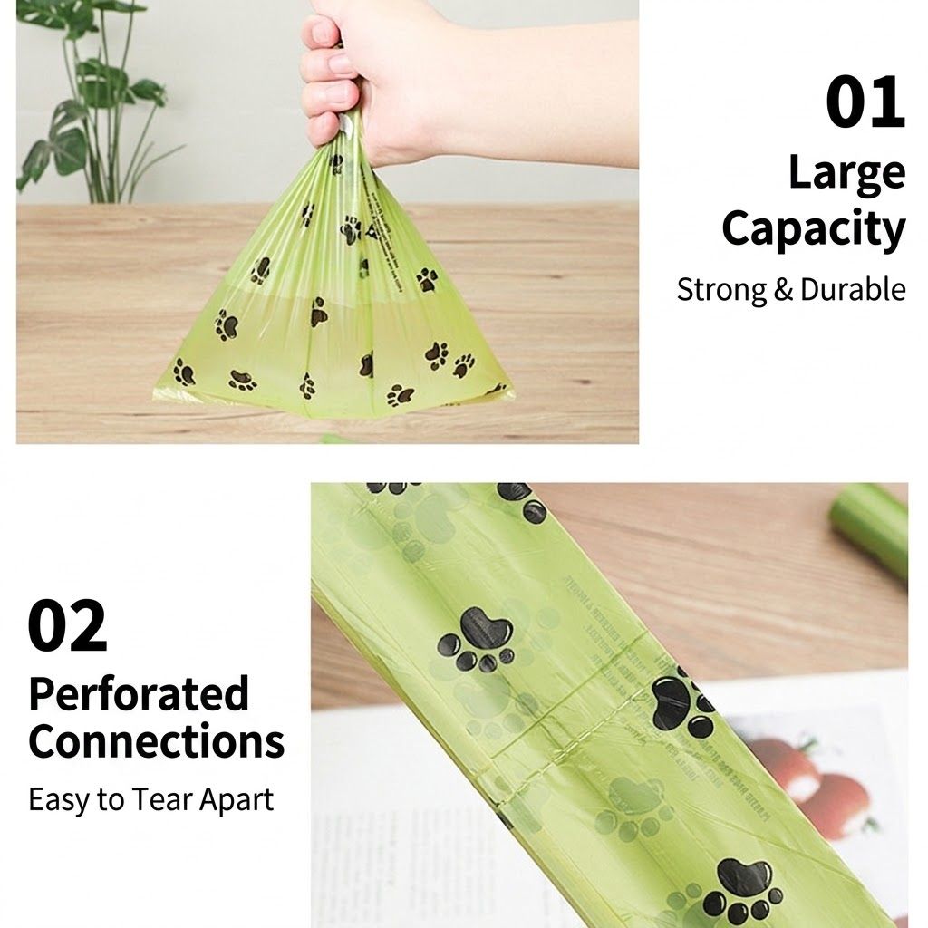 Eco-Friendly Pet Waste Bag Set with Leash Clip Holder and Camo Storage Pouch – Leak-Proof, Tear-Resistant Poop Bags for Dogs and Cats, Hands-Free Outdoor — image 4