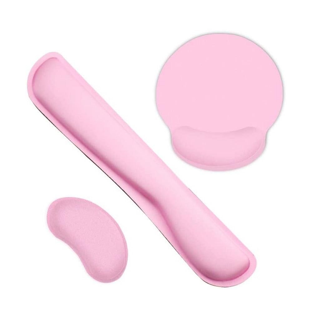 3Pcs Gaming Mouse Pad with Ergonomic Wrist Rest Pink