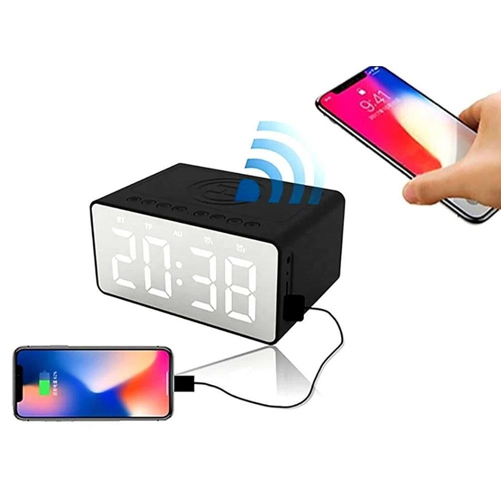 Wireless Charging Bluetooth Speaker with LED Digital Alarm Clock and FM Radio — image 4