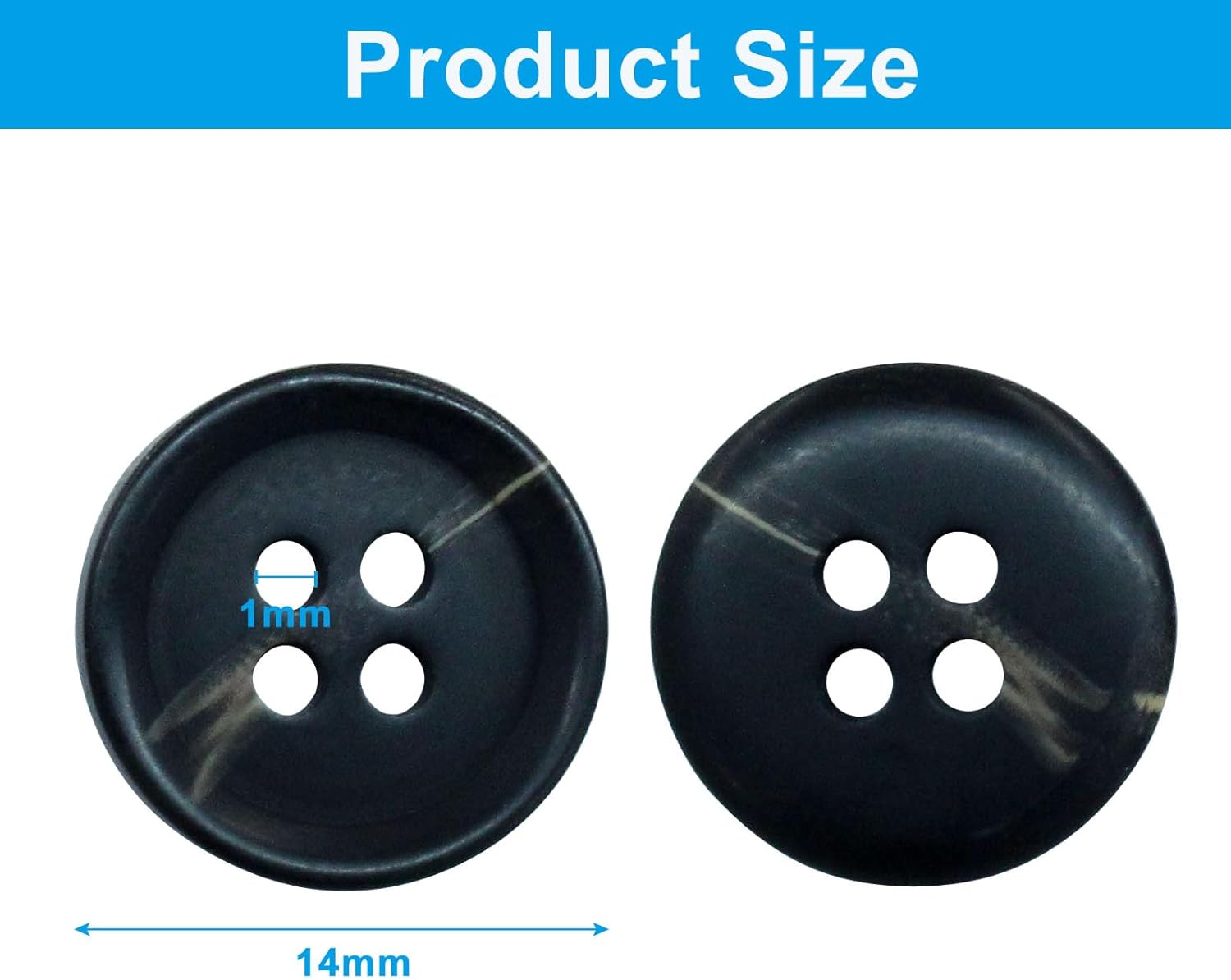 40 PCS 4-Holes Resin Buttons 5/8" Sewing Buttons for Clothing Arts Crafts Projects DIY Decorations Sewing Accessories, Black โ image 3