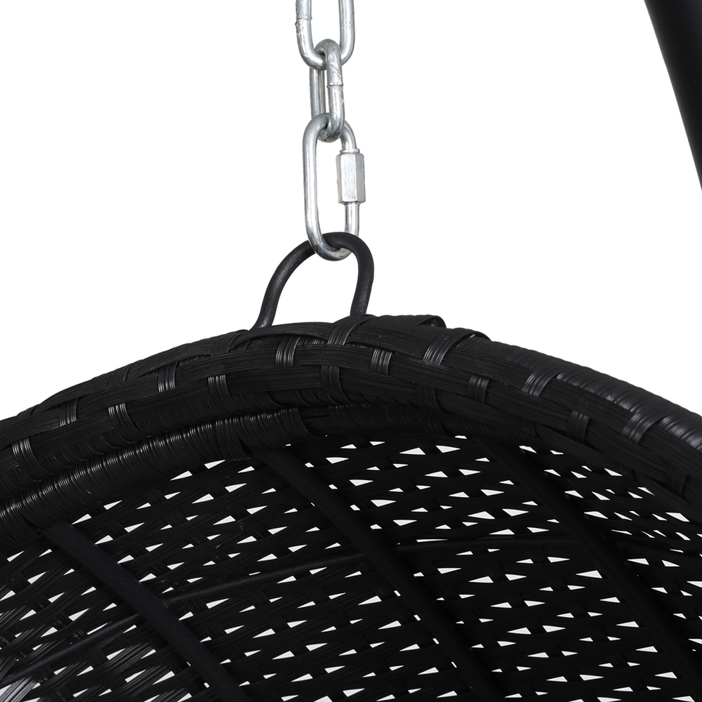 Gardeon Outdoor Egg Swing Chair Wicker Furniture Pod Stand Armrest Black — image 3