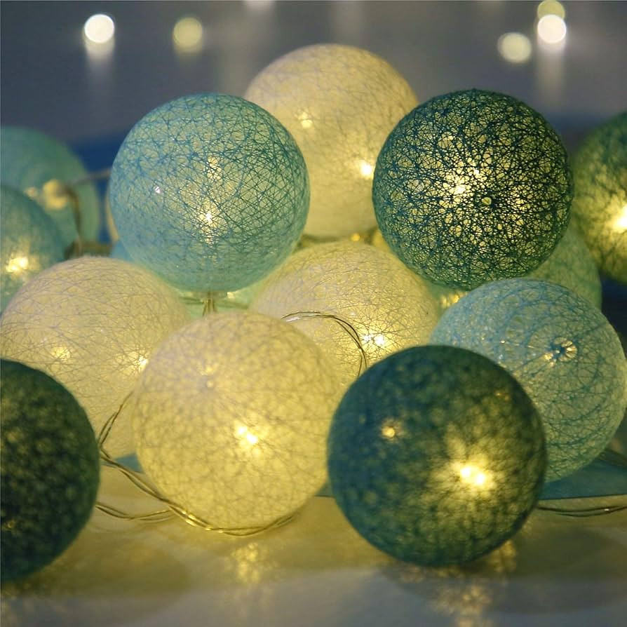 50 Ball Green Mix LONG 5m String Light Battery Box 5cm Cotton Ball Christmas Birthday Garden Special Occasion Decoration โ image 2