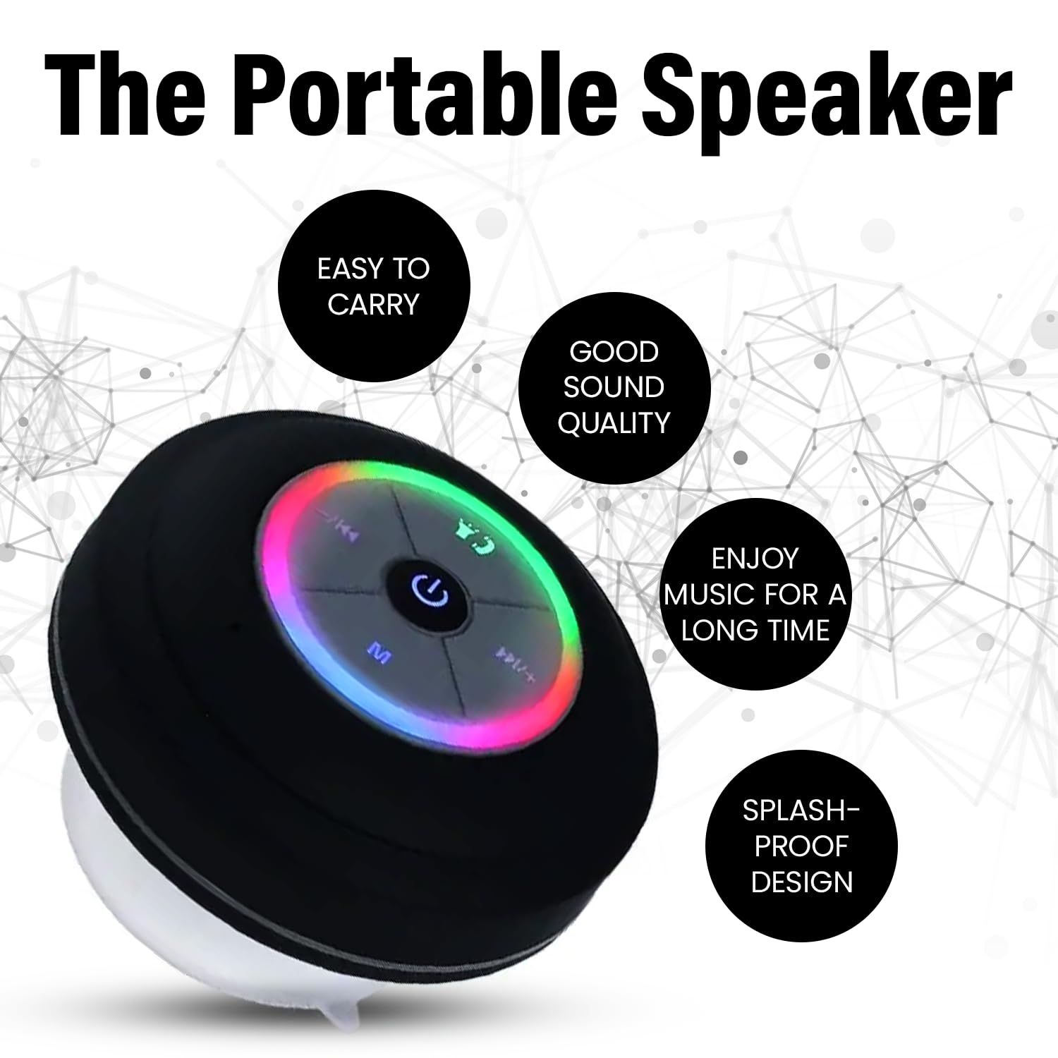 Waterproof Bluetooth Speaker | Mini Portable Waterproof Sucker Shower Speaker | Water Resistant Bluetooth Shower Speaker — image 3