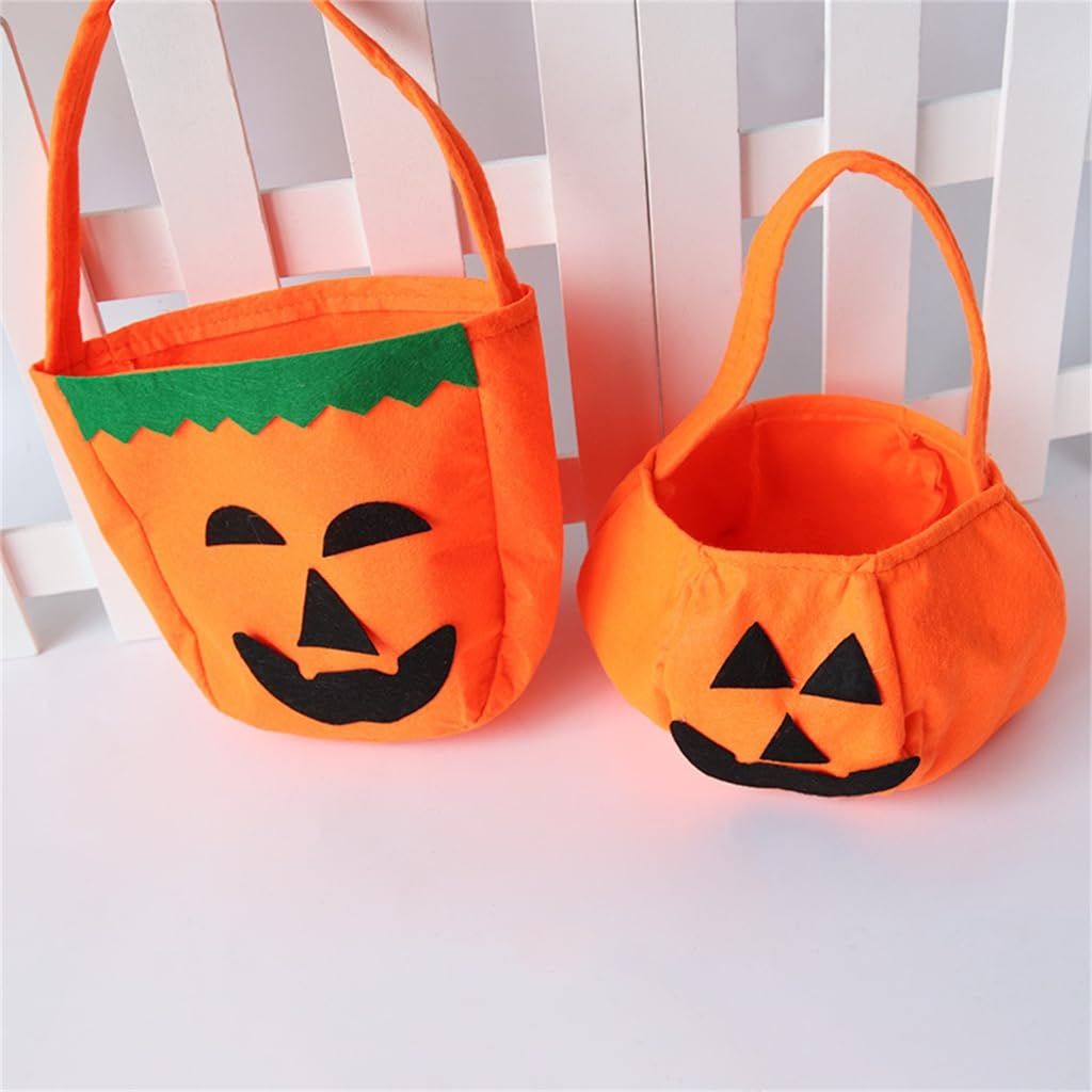 Halloween Pumpkin Bags for Kids Halloween Trick or Treat Bags 2PCS Non-Woven Candy Bags for Halloween — image 4