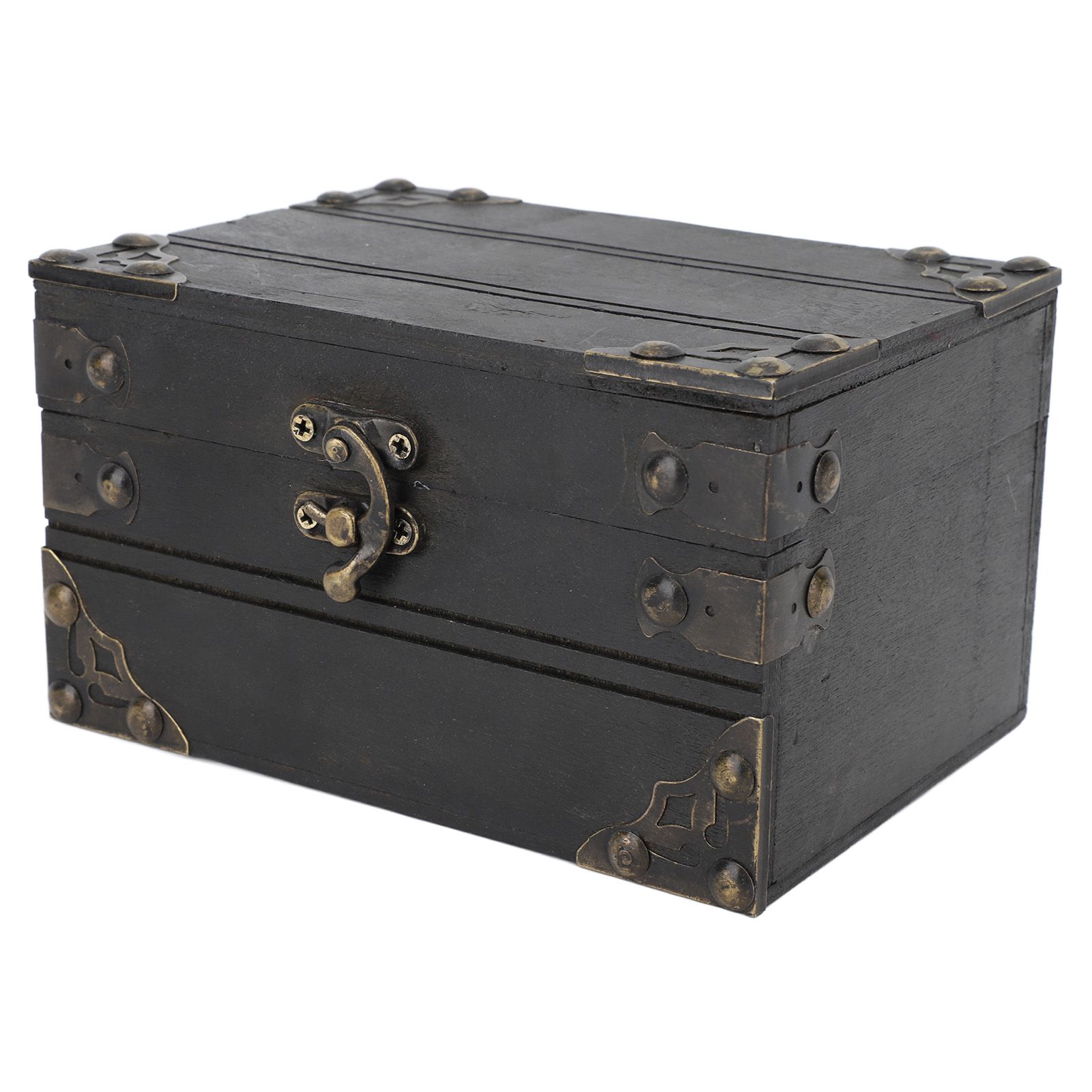 Retro Wooden Jewelry Box Treasure Storage Box Organizer Container Case Chest Trinket Box for Girls Girlfriend Women Vintage Grey โ image 2