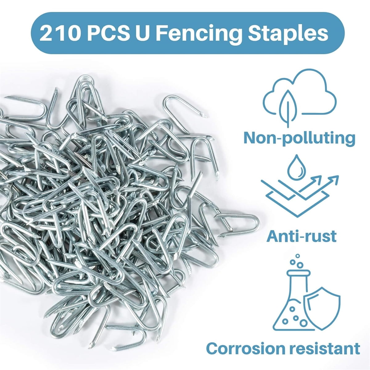 U Fence Staples,100 Pcs 0.8 x 0.5in Galvanized U Shaped Nails,Steel Wire Fencing Staples,Heavy Duty Staples Fencing Staples,U Nails for Wood Fencing Barbwire — image 4