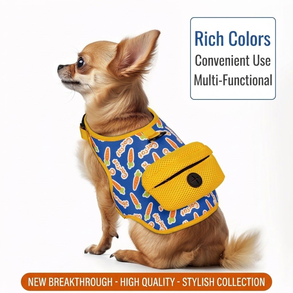 Adventure-Ready Pet Vest Harness with Matching Poop Bag Carrier – Breathable, Adjustable, and Perfect for Daily Walks, Travel, and Outdoor Fun with Your Furry — image 3