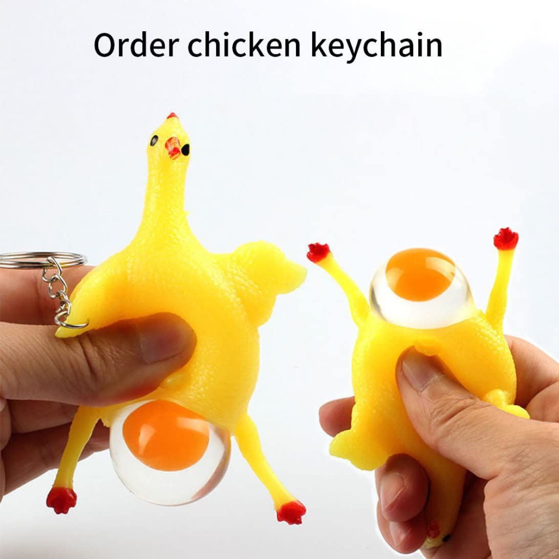 Squeeze Chicken Toy Laying Hen Egg Toy Kids Tricky Funny GadgetsKeyring Stress Relief Toy Novelty Chick Keychain Ornaments — image 2