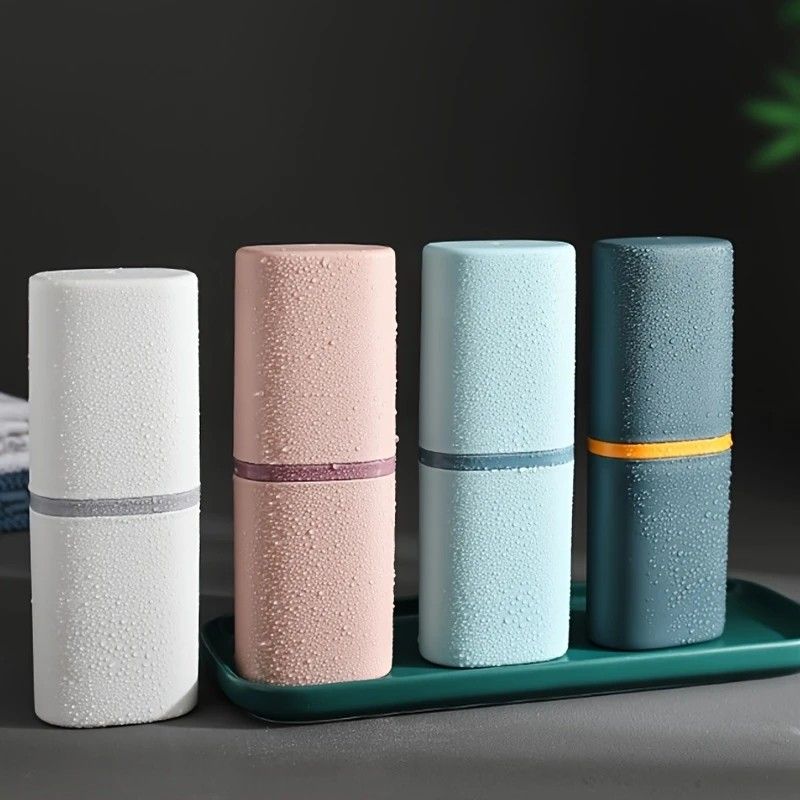 1pc Portable Toothbrush Holder Box, Multi-functional Travel Toothbrush Storage Case, Mouthwash Cup and Toothbrush Container.white — image 3