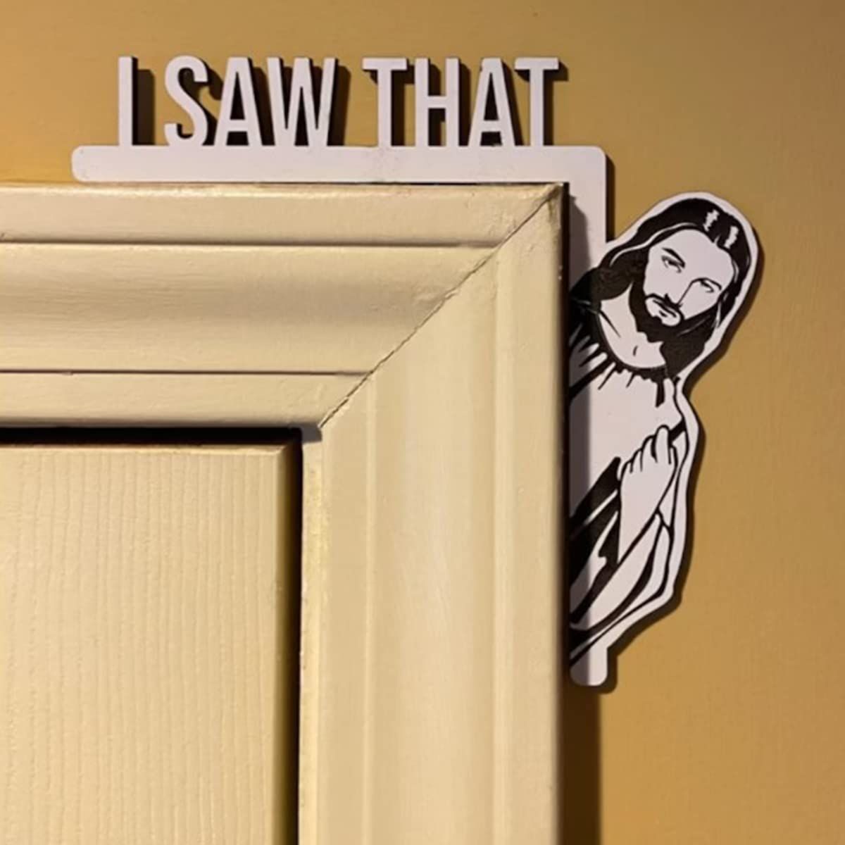 Creative Door Corner Decor, Wood Funny Door Sign I Bless This Home Wall Decor, Frame Corner Decoration(8.5 x 7.8inch, Right)