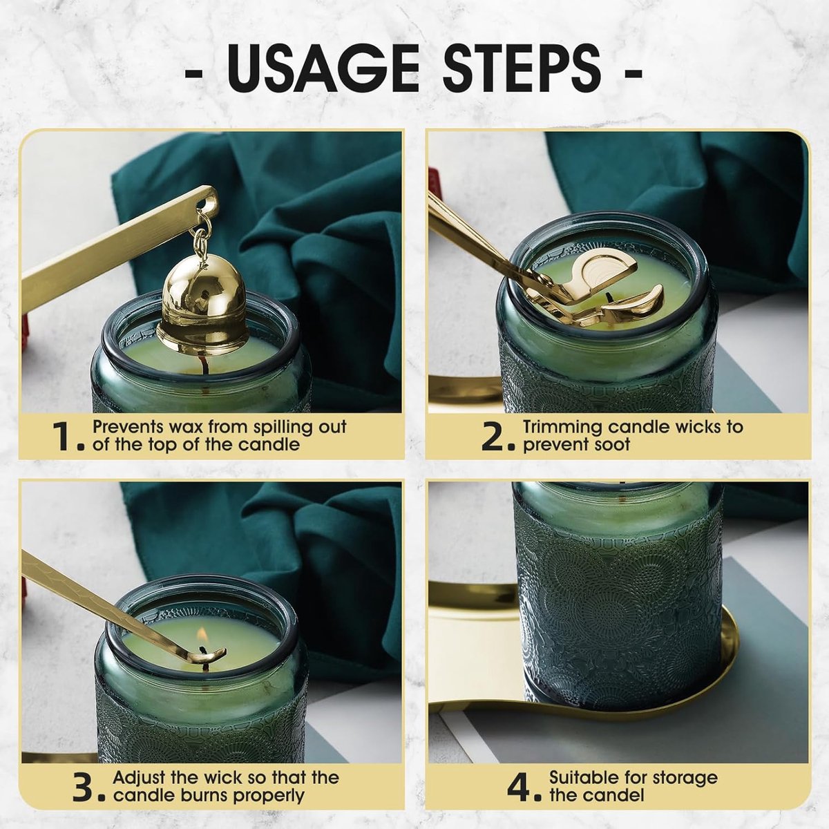 Candle Extinguisher - 3 in 1 Candle Accessory Set - Candle Key, Mini Candle Extinguisher, Candle Key - Perfect for Candle and Fragrance Lovers (3-Piece Set — image 4