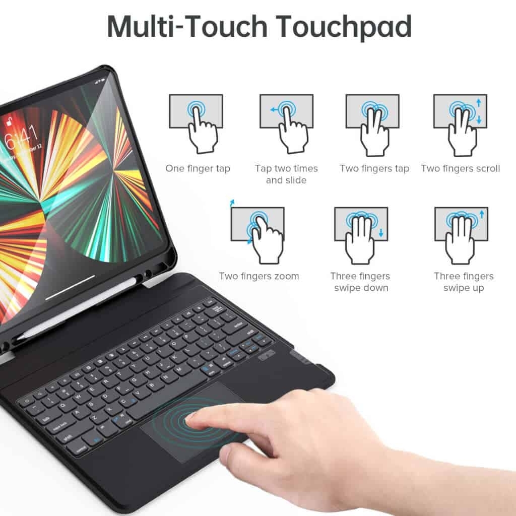 CHOETECH BH-017 Bluetooth Keyboard with Touchpad and Backlight for iPad Pro 10.9 " (Black) — image 5