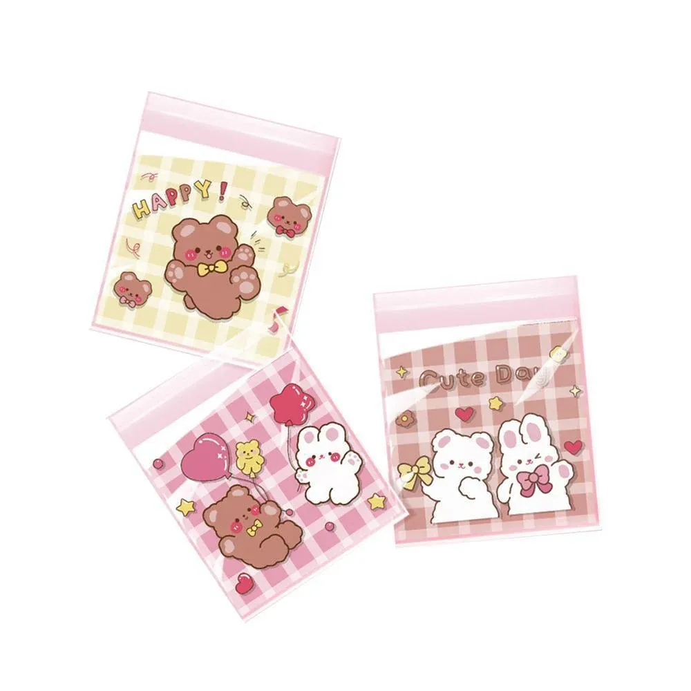 500 Pack Self Adhesive Cookie Packaging Bags Vibrant Designs OPP Material - Cute 10*10*3cm