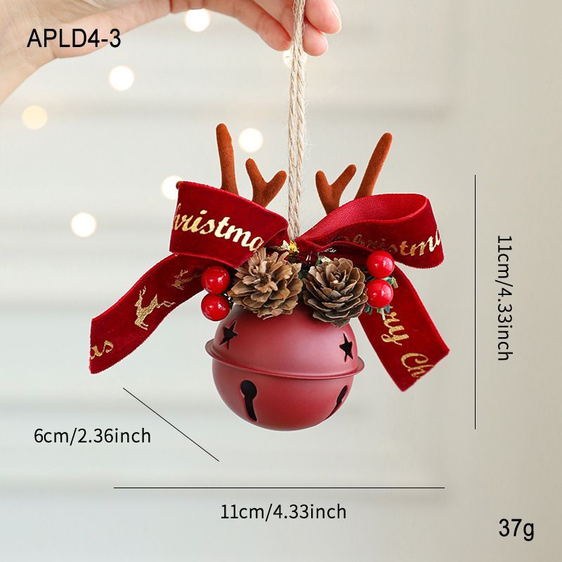 Vintage Metal Christmas Bell Floral Christmas Decorations Red And Gold - Multi-color - Size APLD4-5 — image 2