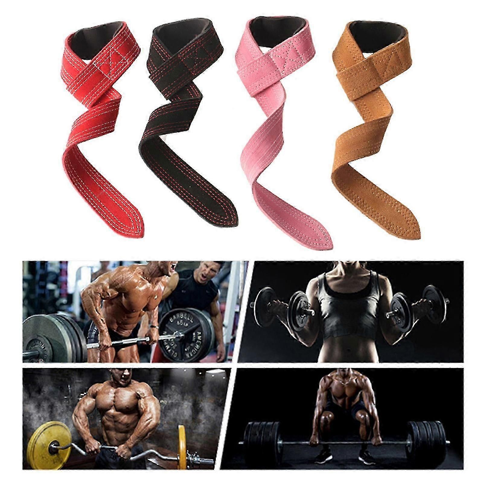 Fitness Lifting Straps Wrist Straps Weightlifting Deadlift Straps Weight Lifting Straps for Men/Women, Gym Lifting Grips - Red โ image 2