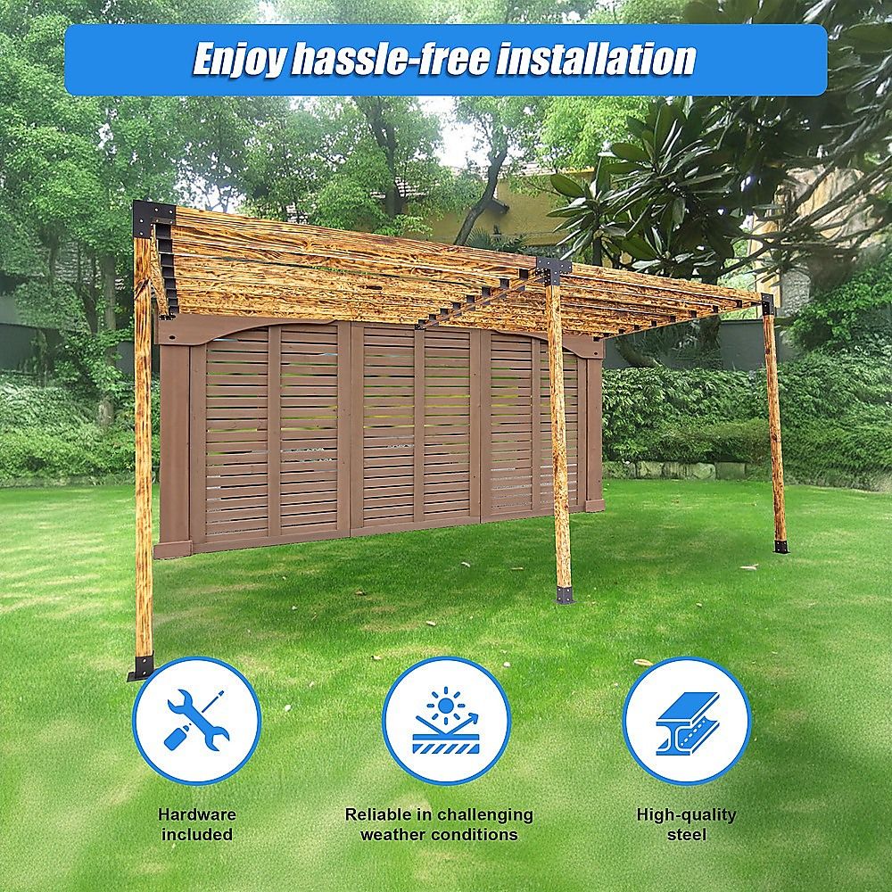 Roof Pergola Gazebo Shed Matte Black Steel Brackets DIY Kits — image 5