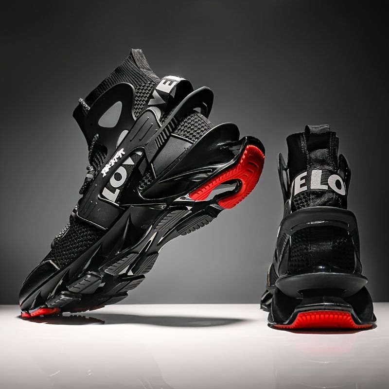 Men'S Casual Shoes Blade Style Shoes Breathable Sports Shoes Shock Absorbing - Black - Size 47