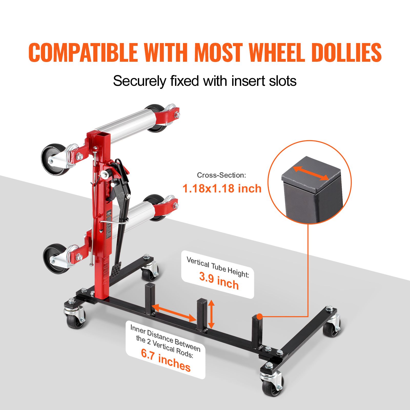 Car Dolly Rack, Storage Rack with 360° Rotatable Wheels, Hydraulic Ratchet Trolley Jack Stand Organizer, Jack Stands Holder Storage Rack, 4-Dolly Capacity — image 5