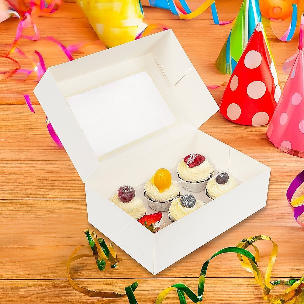 Cupcake Box 6 Holes Window Cake Party Favour 100 Boxes — image 6