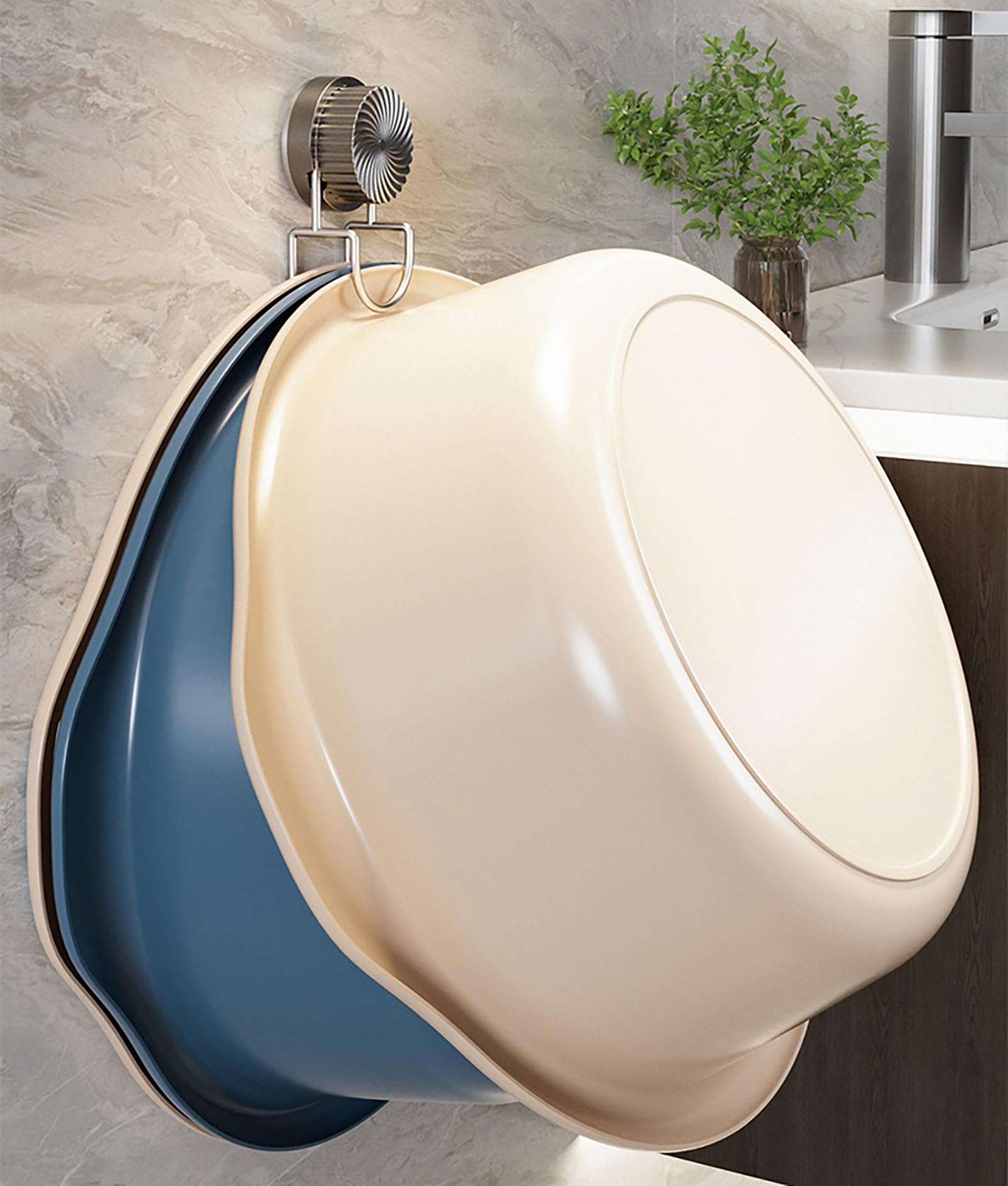 1 Piece Suction Cup Bathroom Hook with Holder for Towels, Sponges and Small Accessories, No-Drill Wall Storage for Kitchens, White โ image 6