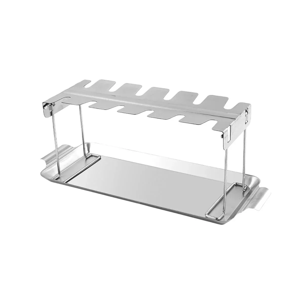 Stainless Steel Folding Chicken Rack Metal Grill Chicken Meat Holder Adjustable — image 2