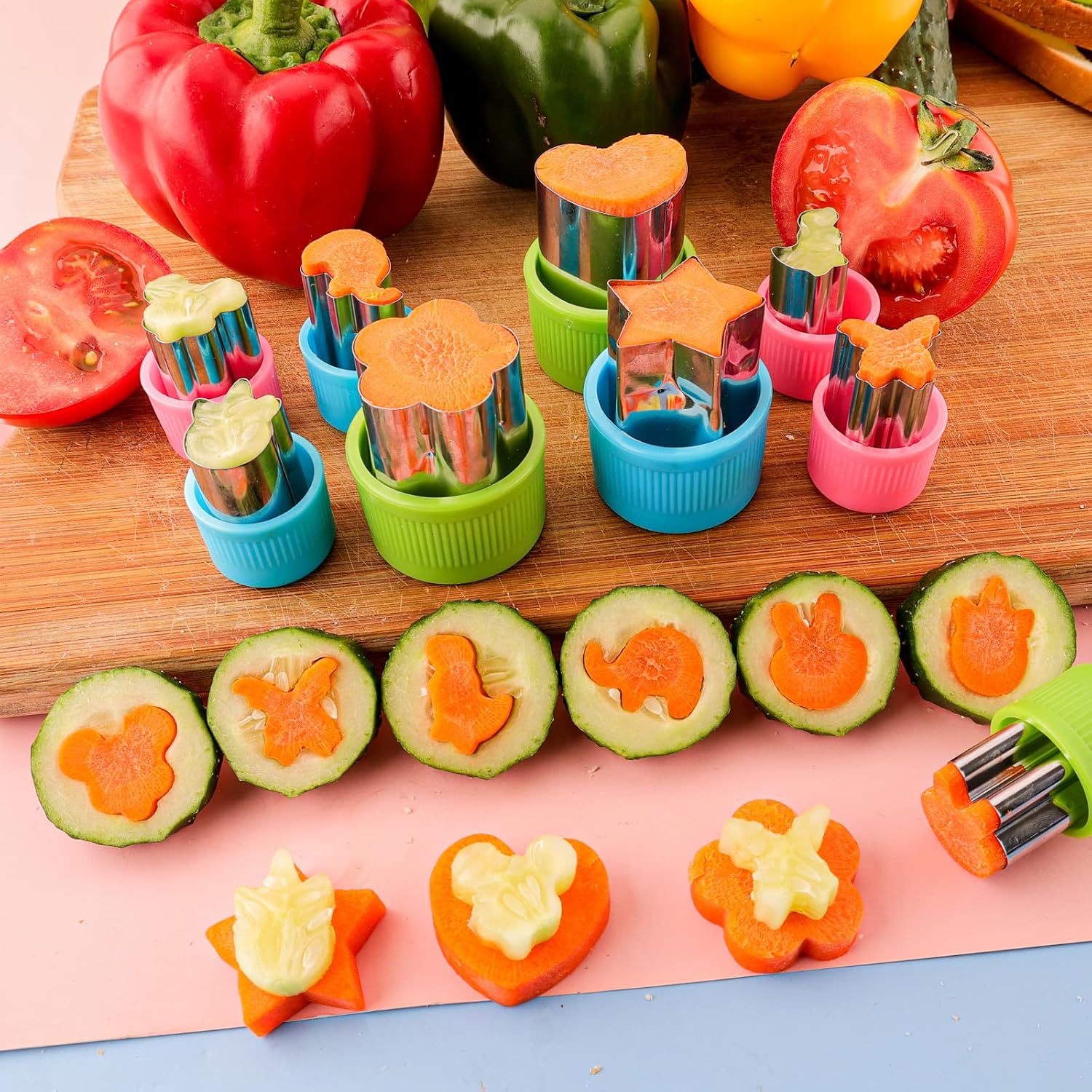 Sandwich Cutter and Sealer for Kids 4pcs Large Bread Decruster Sandwiches Cruster Maker Vegetable Fruit Cookies Food Cutter Shapes Set for Boys Girls Lunch โ image 3