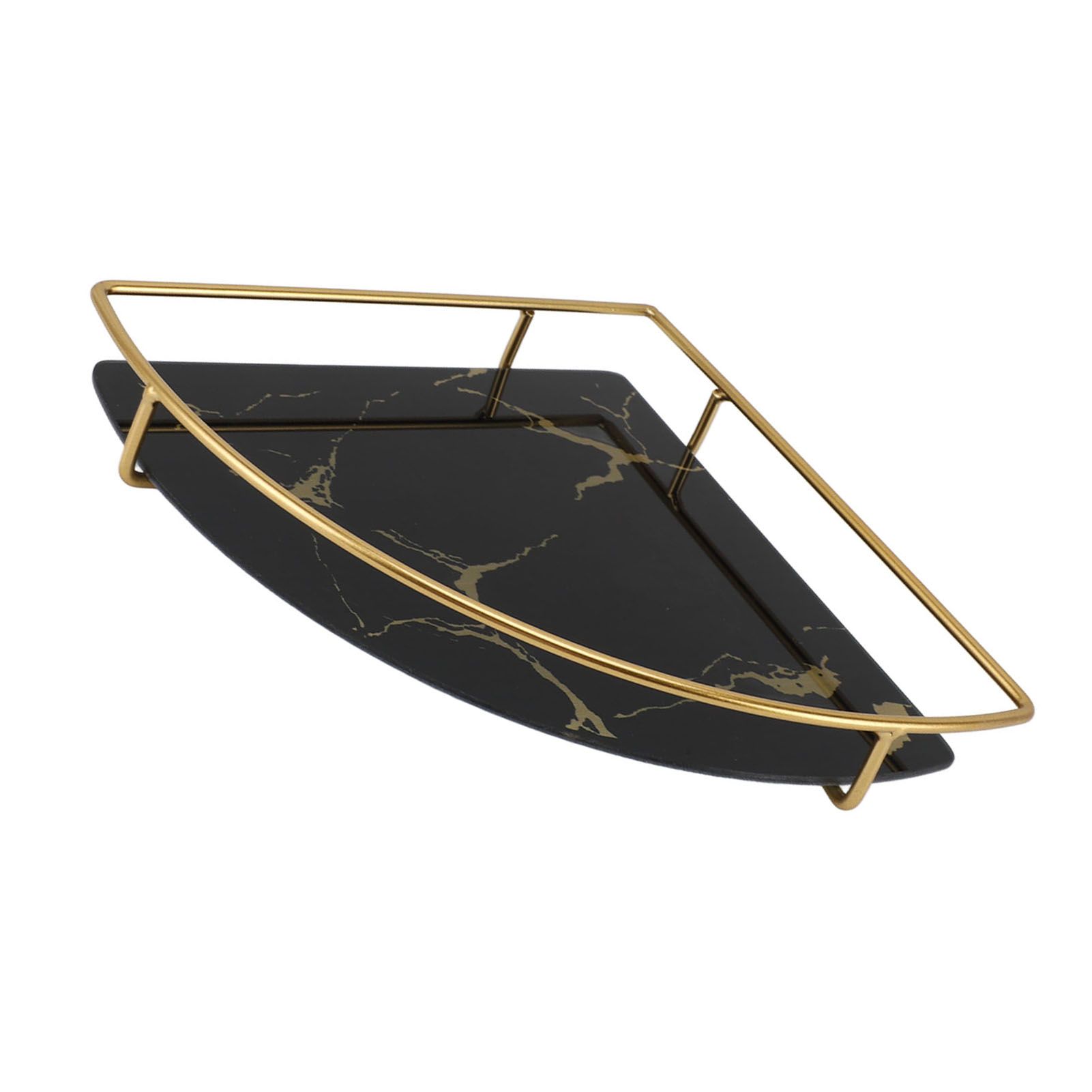 Bathroom Storage Tray Light Luxury Decorative Golden Texture Triangle Bathroom Organiser Tray for Soap Towel Paper Napkins Jewellery Makeup Black โ image 6