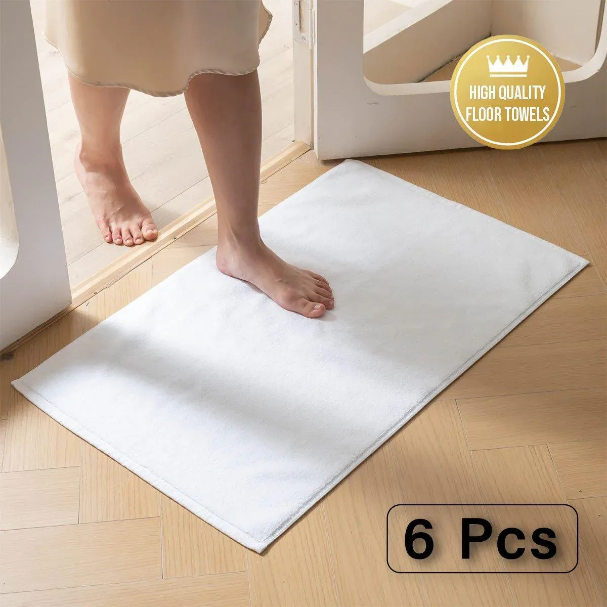 6PCS Absorbent Non Slip Bathroom Floor Mat Towel 50x80cm for Hotel Home Use - 400g β image 2
