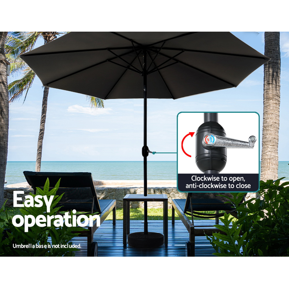 Instahut 3m Outdoor Umbrella Beach Pole Garden Patio Tilt Black โ image 5