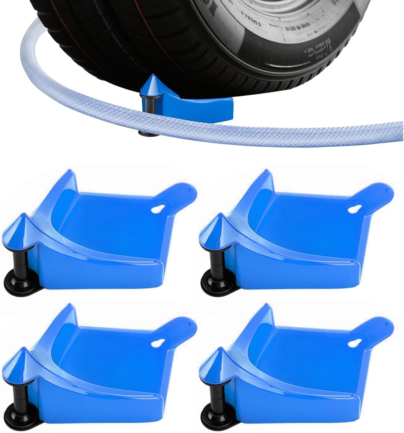 4 Pcs Car Hose Guide, Tire Hose Roller for Car Washing, Detailing Tire Hose Guide Preventing Pressure Washer Hose Stuck Under The Wheels, Plastic Wash Tool to