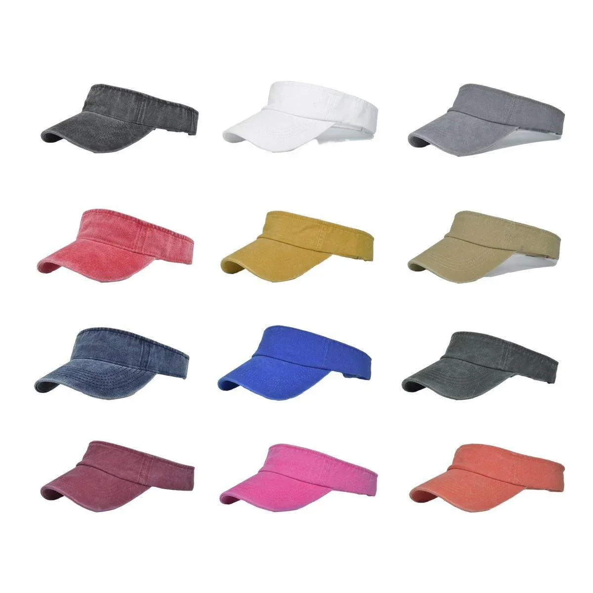 Unisex Summer Denim Sun Visor Cap Breathable Washed Running Hat - Yellow β image 3