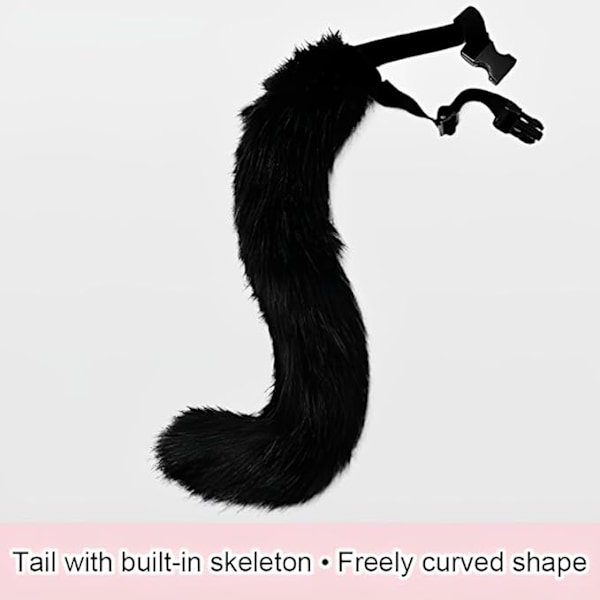 Grey Fox Tail & Cat Ears Costume Set with Gloves for Halloween Cosplay grey — image 5