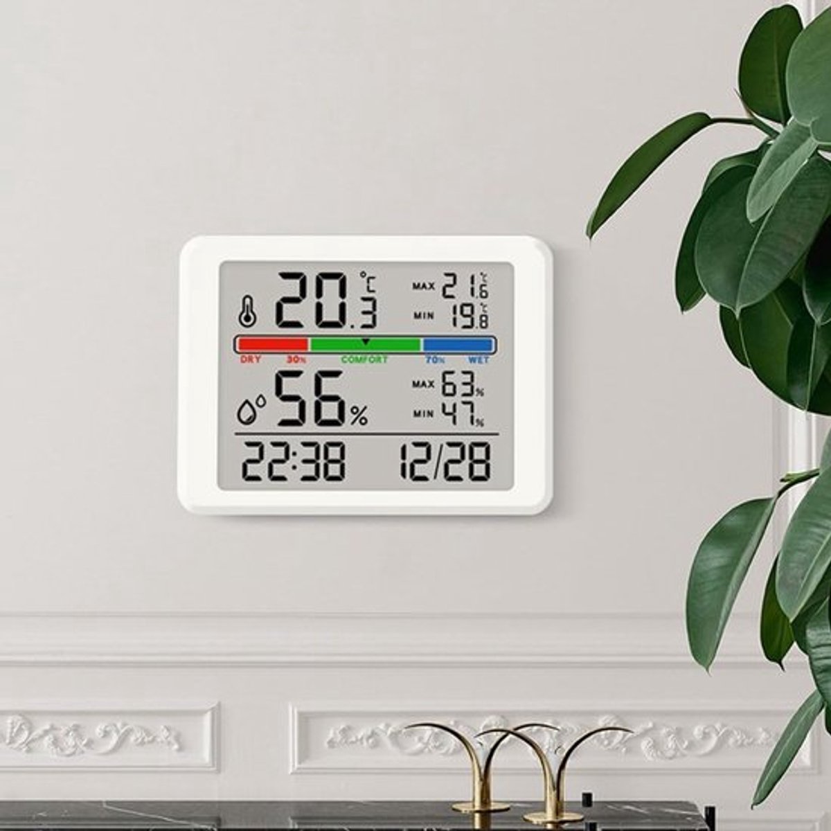 Wekker - Weather Station - Digital Hygrometer - Room Thermometer - Temperature and Humidity Meter - Baby's Room - Children's Room - Office - Kitchen - Wall — image 3