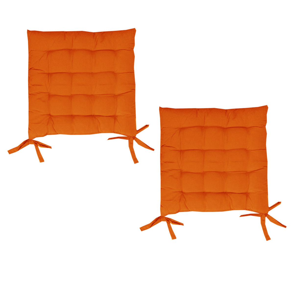 Set of 2 Chair Pads with Ties 40 × 40 cm Orange