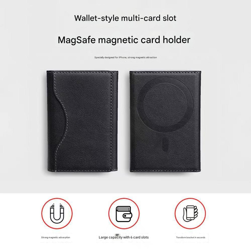Dark Purple 3-in-1 Magnetic Wallet for MagSafe - Slim PU Leather Card Holder with Kickstand โ image 4