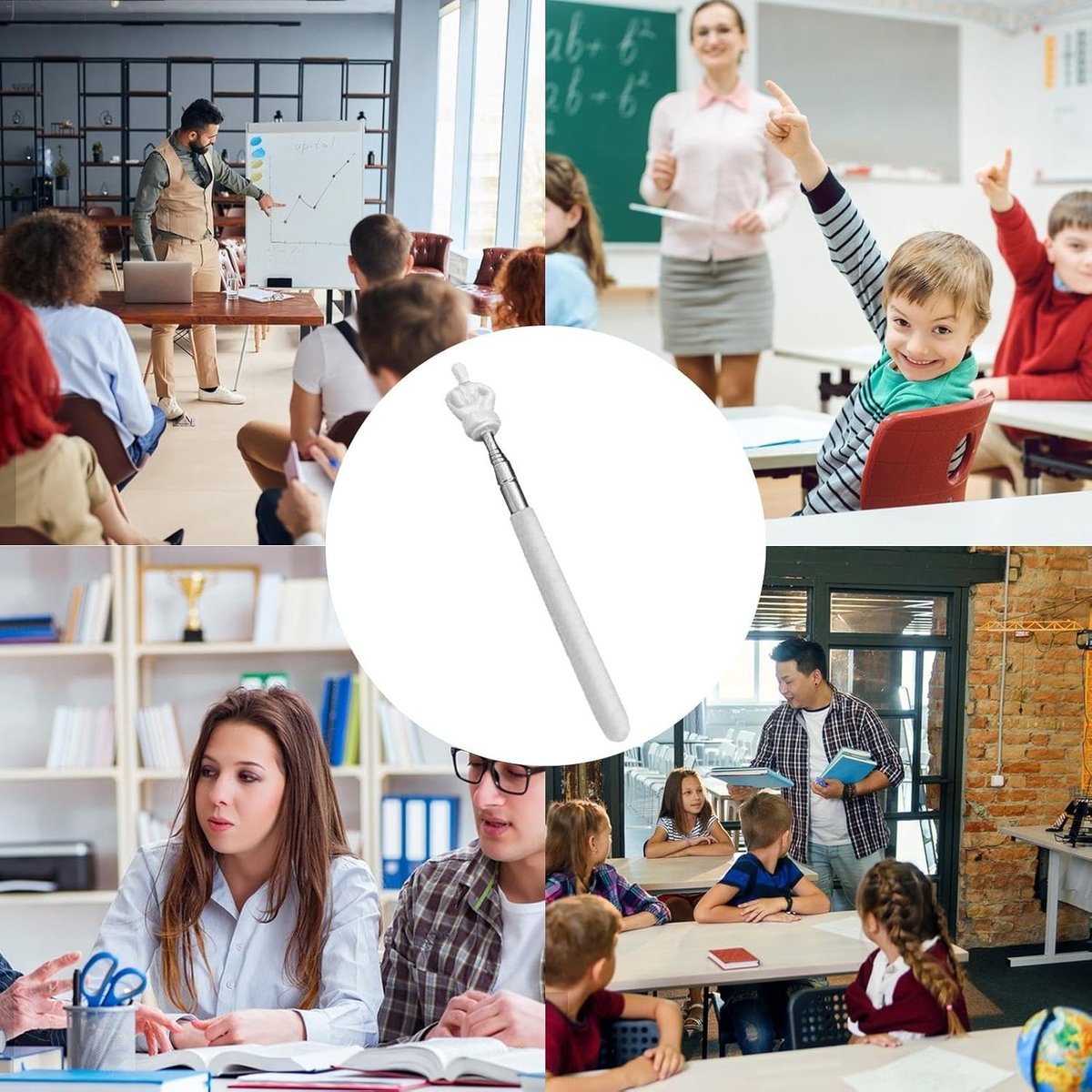 Pointer - Extendable Pointer - Telescopic Pointer - Presenter - Pointer Pen - Pointer with Hand - Extendable - 18.5-58.5cm - White — image 3
