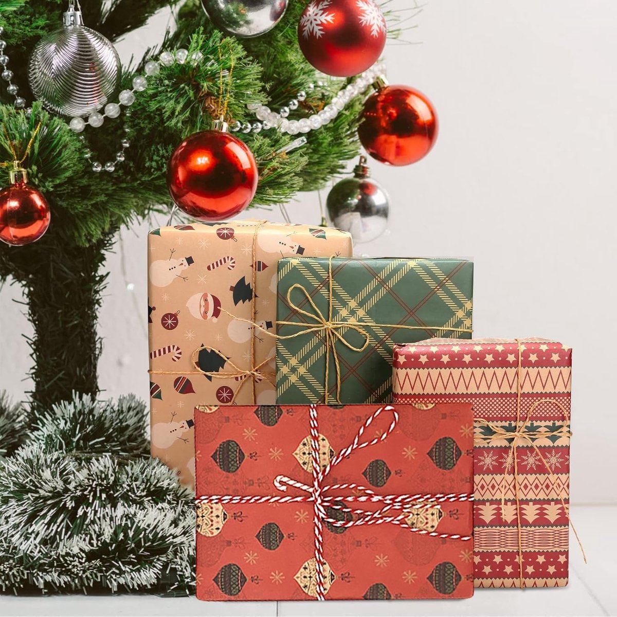 Gift Wrapping Paper - 6 sheets of kraft paper 70x50 cm - Complete set (straw, double-sided tape, stickers) - Gift wrapping paper set for birthdays, weddings โ image 4
