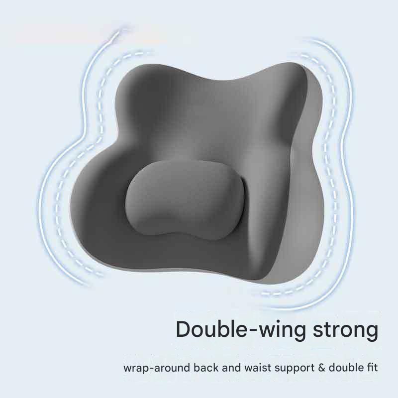 Two-tone Beige-Gray Ergonomic Memory Foam Lumbar Support Cushion for Office Chair, Adjustable Lower Back Pillow with Dual Side Support, Orthopedic Back Rest โ image 4