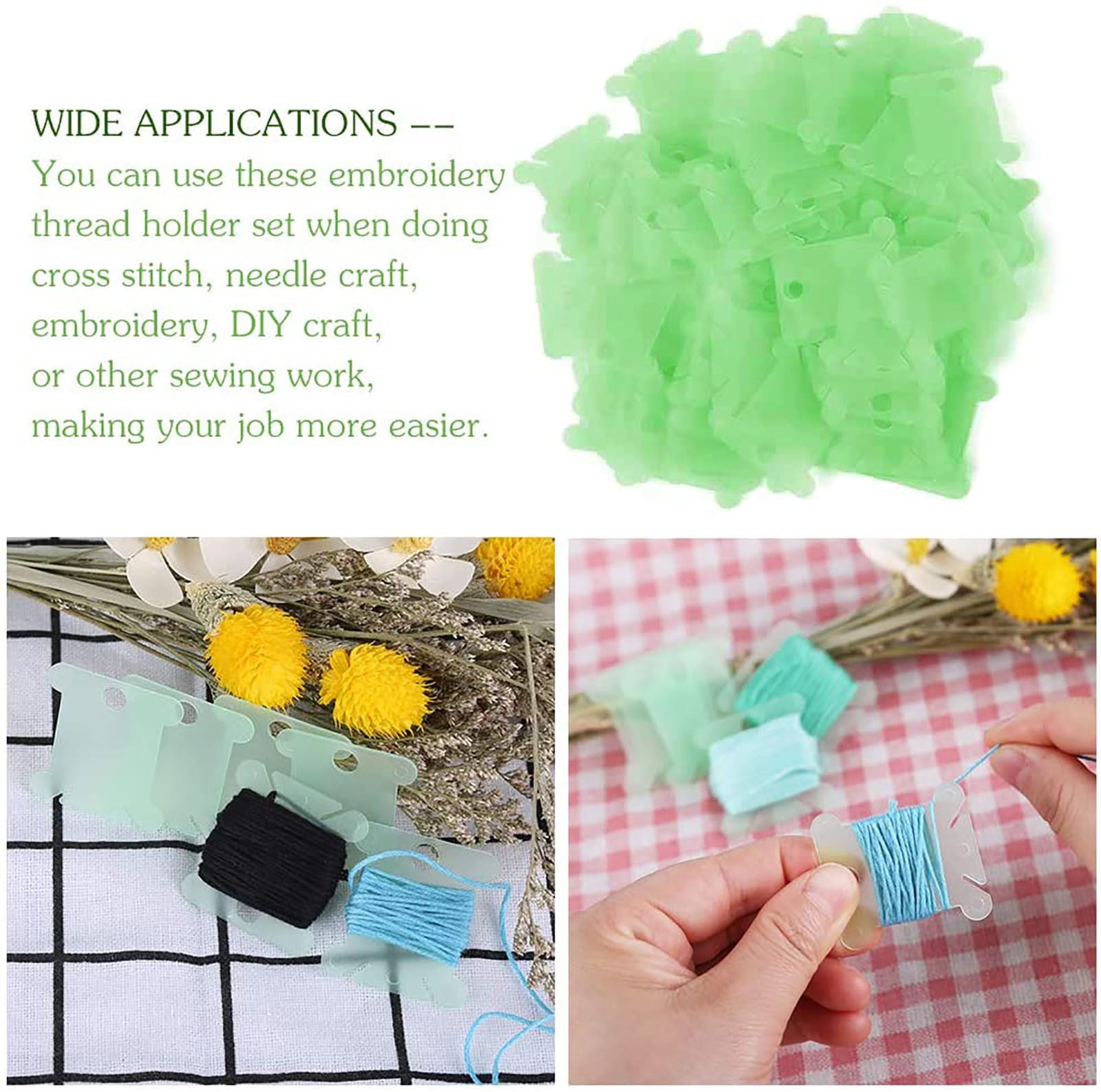 Embroidery Floss Bobbins, Sewing Thread Winding Plate Board,50 pc Embroidery Floss Organizer, Plastic Embroidery Thread Cards for Cross Stitch Thread Holder โ image 3