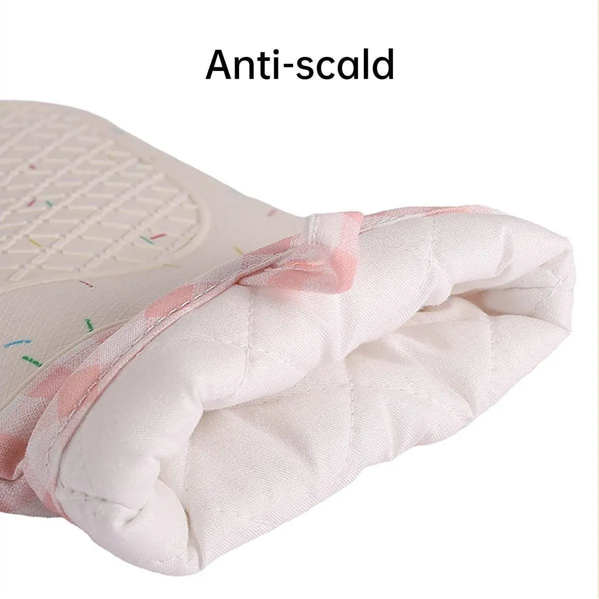 Silicone Oven Mitts Long Heat Resistant Anti-Hot Microwave Insulation Gloves - Black — image 5