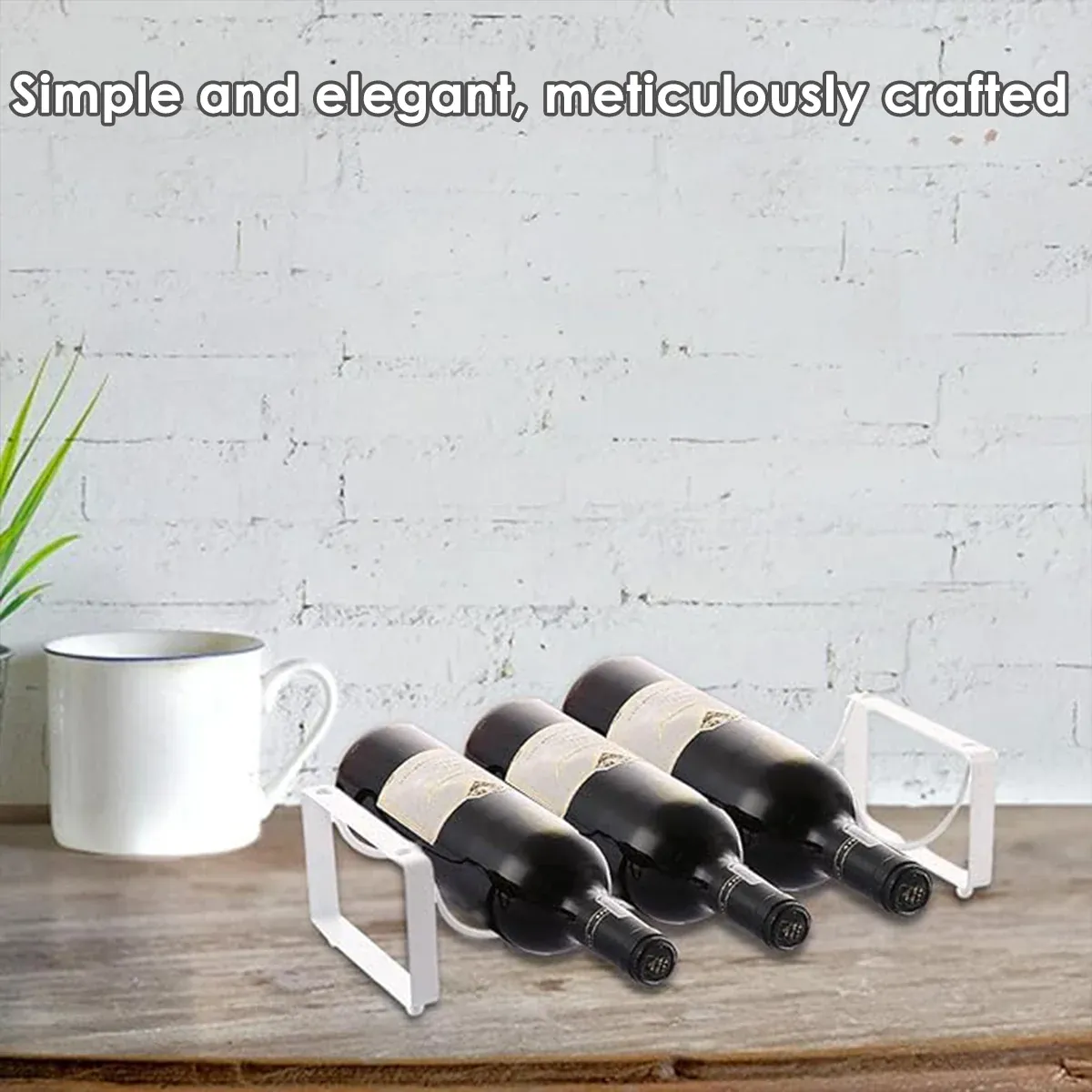 Iron Wine Rack Bottle Holder Metal Display Stand Tabletop Decorative Storage - White — image 6