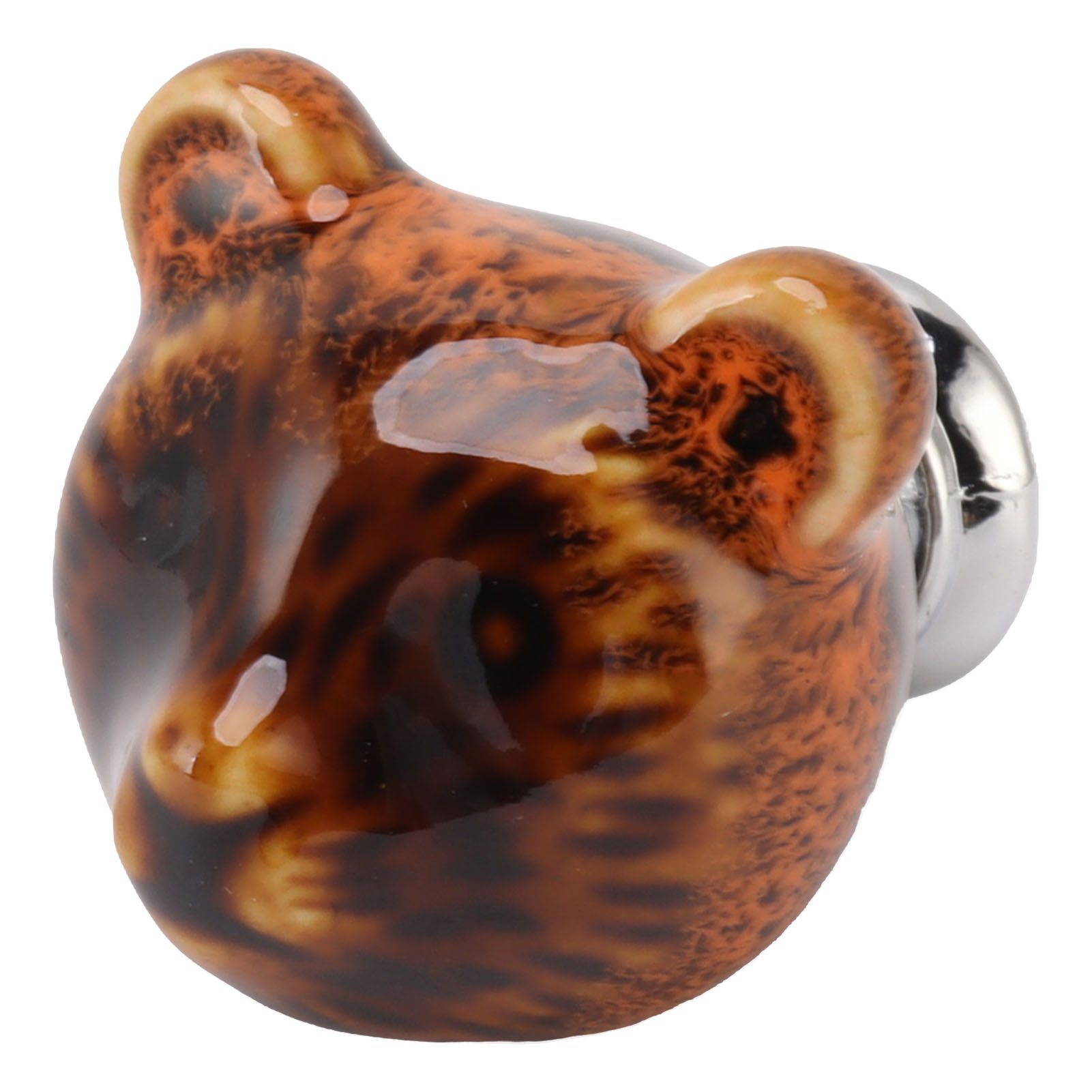 6PCS Bear Door Knob Orange Zinc Alloy Ceramic Decorative Bear Head Drawer Handle for Bedroom โ image 6