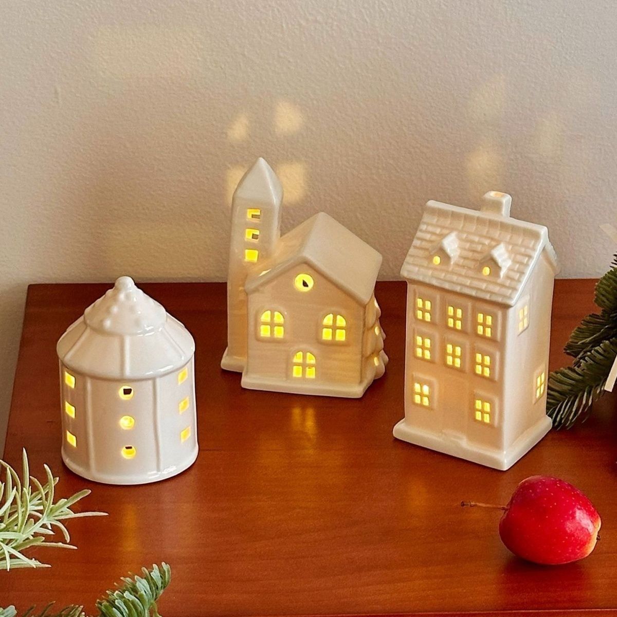ceramic christmas tree, lit up house ornaments, nordic christmas decor, festive holiday ornaments, australia christmas decorations — image 4