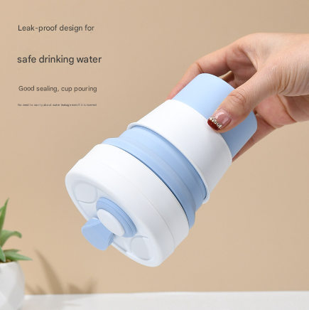 2 Pcs White and Grey 350ml Collapsible Silicone Travel Cup - Portable, Leak-Proof & Food-Grade Drinking Mug with Lid, Insulating Sleeve & Straw — image 6