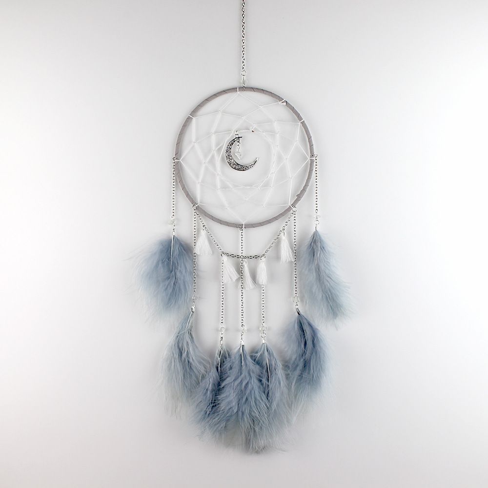 Nice Dream Grey Dream Catchers, Room Nursery Decor for Girls Boys, Handmade Feather Wall Decor Home Ornaments Craft (4pcs) — image 3