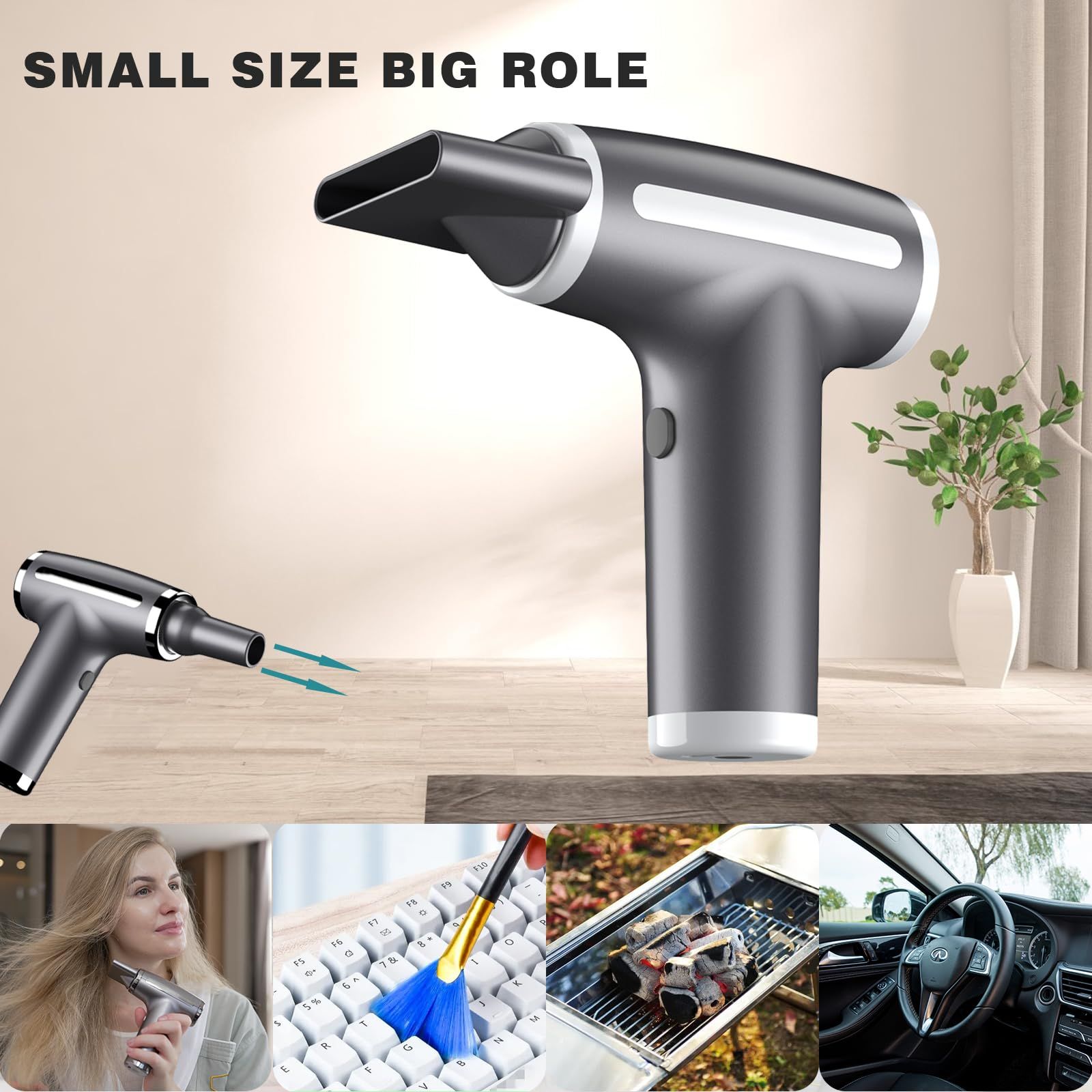 Turbine Engine Fan, Portable Rechargeable Wireless Blow Dryer, USB Rechargeable Hair Dryer, 4 Levels Wind Speed Adjustment — image 5