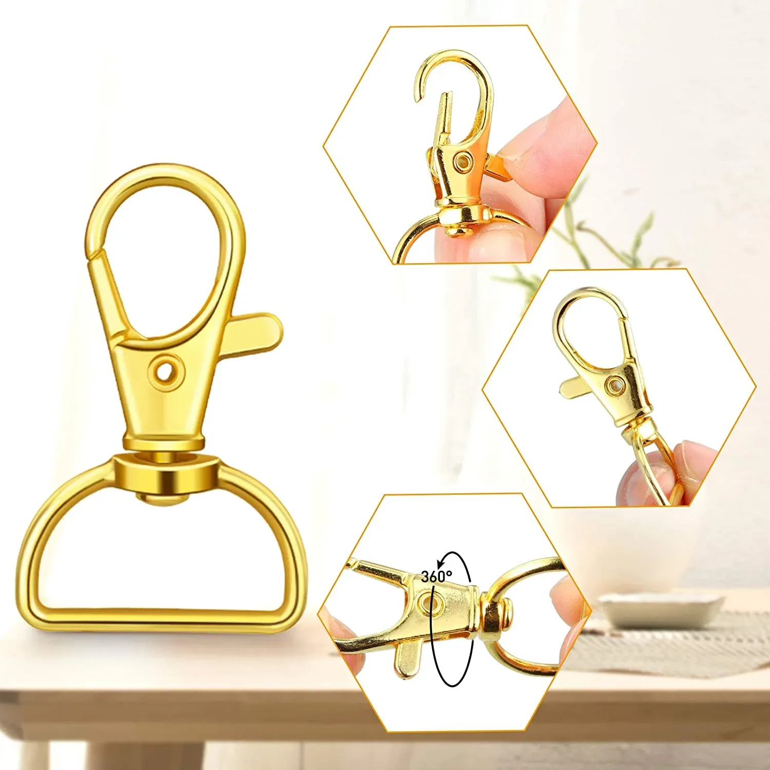 Swivel Snap Hooks with 1 Inch D Ring Lobster Clasps for Tactical Gear and Dog Leashes, 35 Pcs, 25mm, Daily Comfort Use — image 3